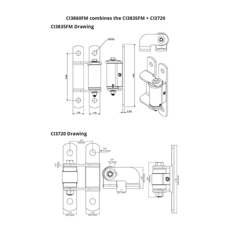 D&D CI3860FM Hinge Set Dimensions