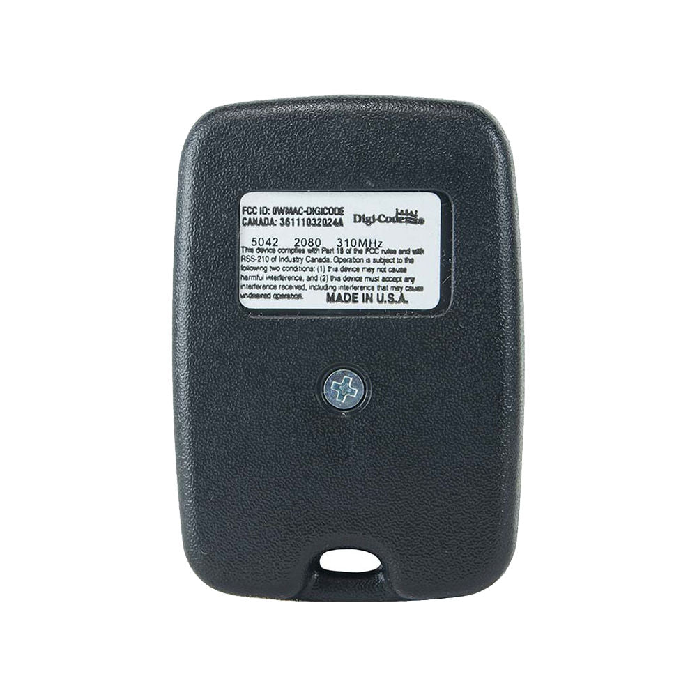 Digi-Code DC-5042 Keychain Remote (310 MHz), rear view