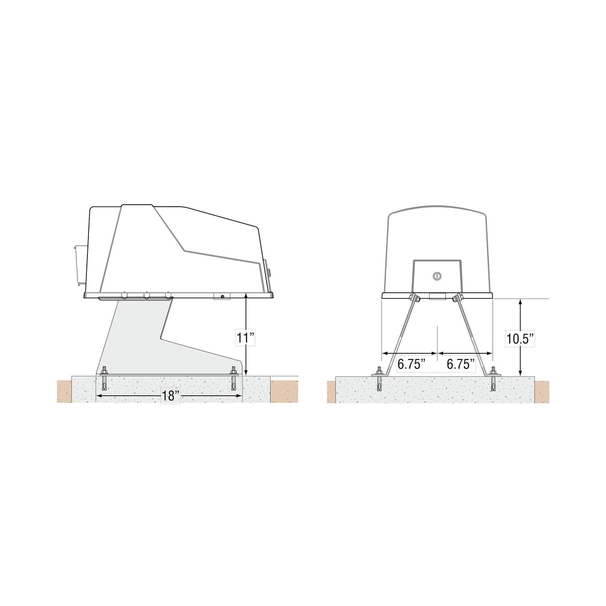 Doorking 2600-671 Pad Mount Kit, dimensions