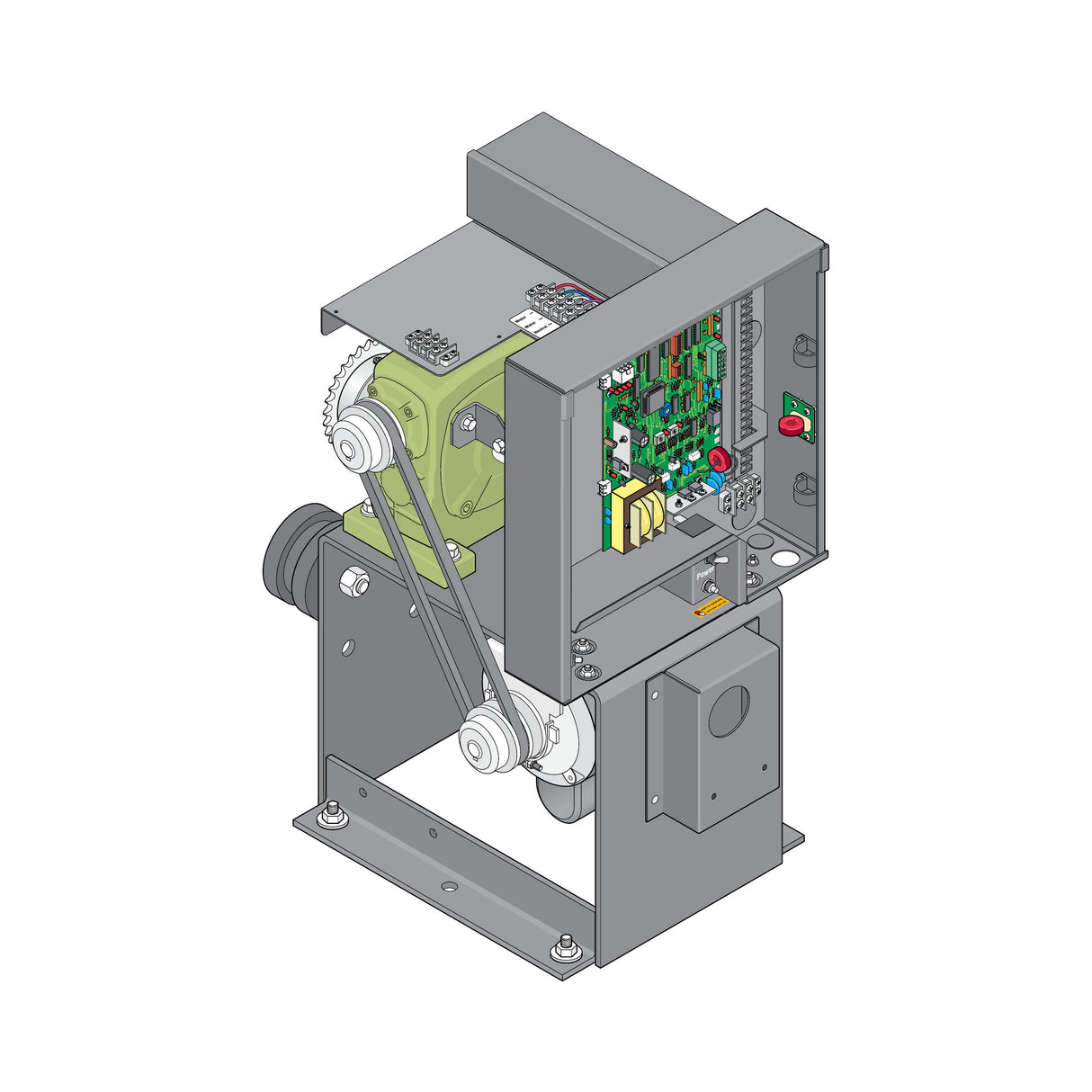 DoorKing 9024 Sliding Gate Opener, shown without a cover