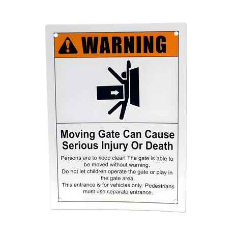 Elite Gate Warning Sign