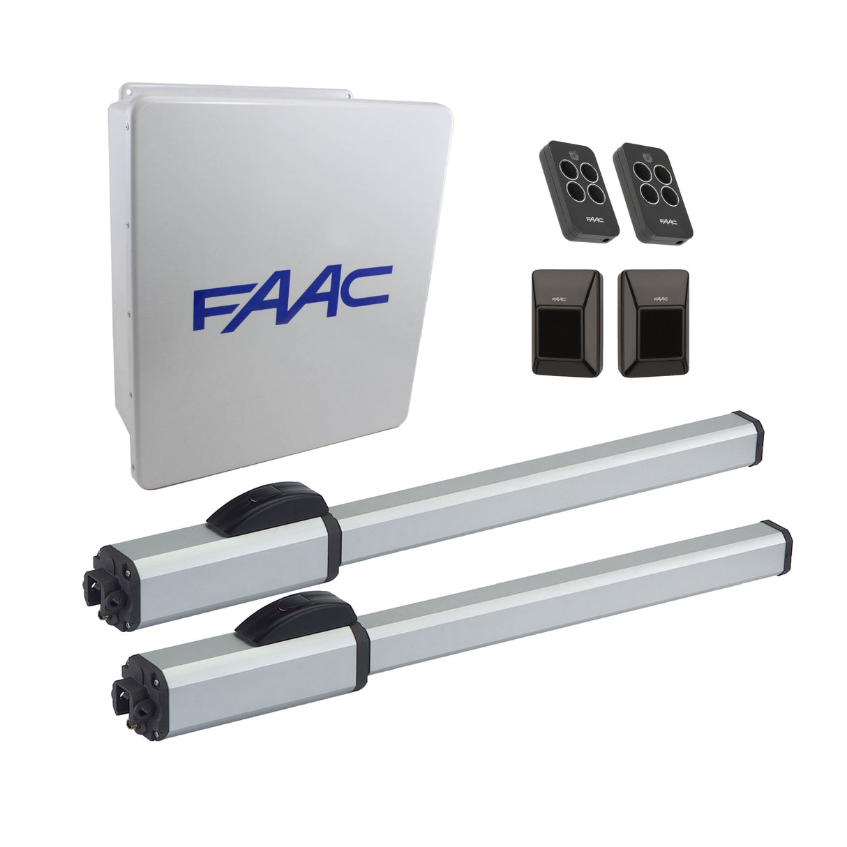 FAAC 422 Dual Swing Gate Opener Kit (115 VAC), showing control panel closed