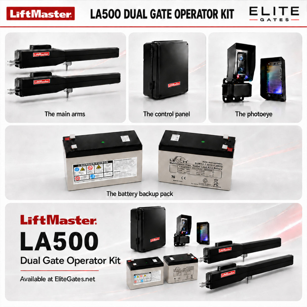 LiftMaster LA500UL Dual Swing Gate Operator Kit | Elitegates.net