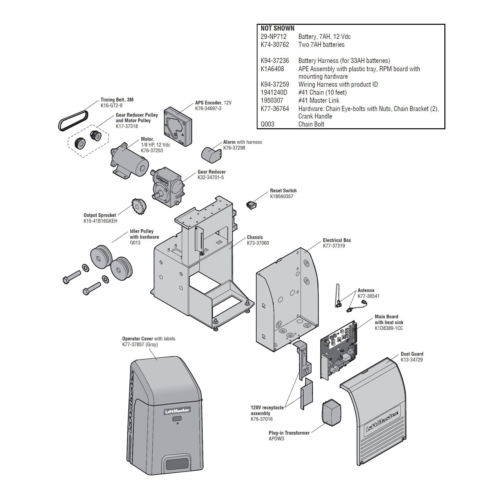 LiftMaster RSL12UL Repair Parts Diagram | Elitegates.net