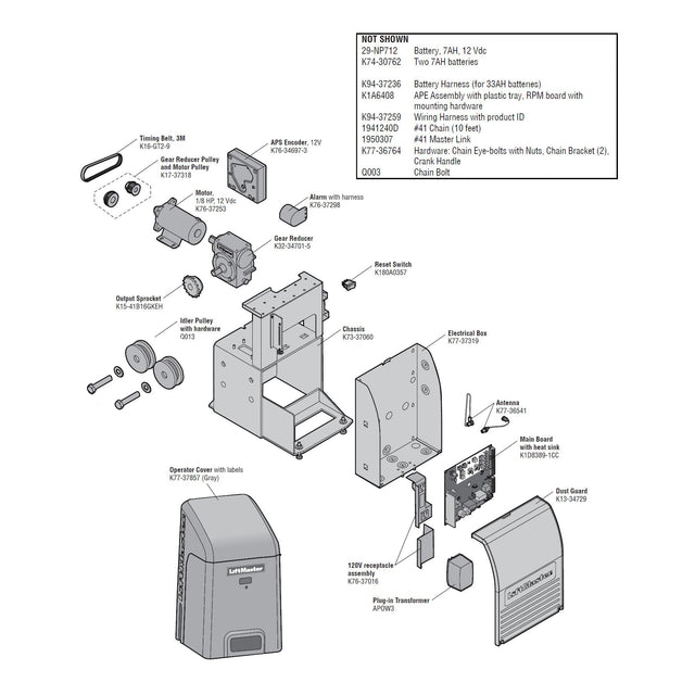 LiftMaster RSL12UL Repair Parts Diagram | Elitegates.net