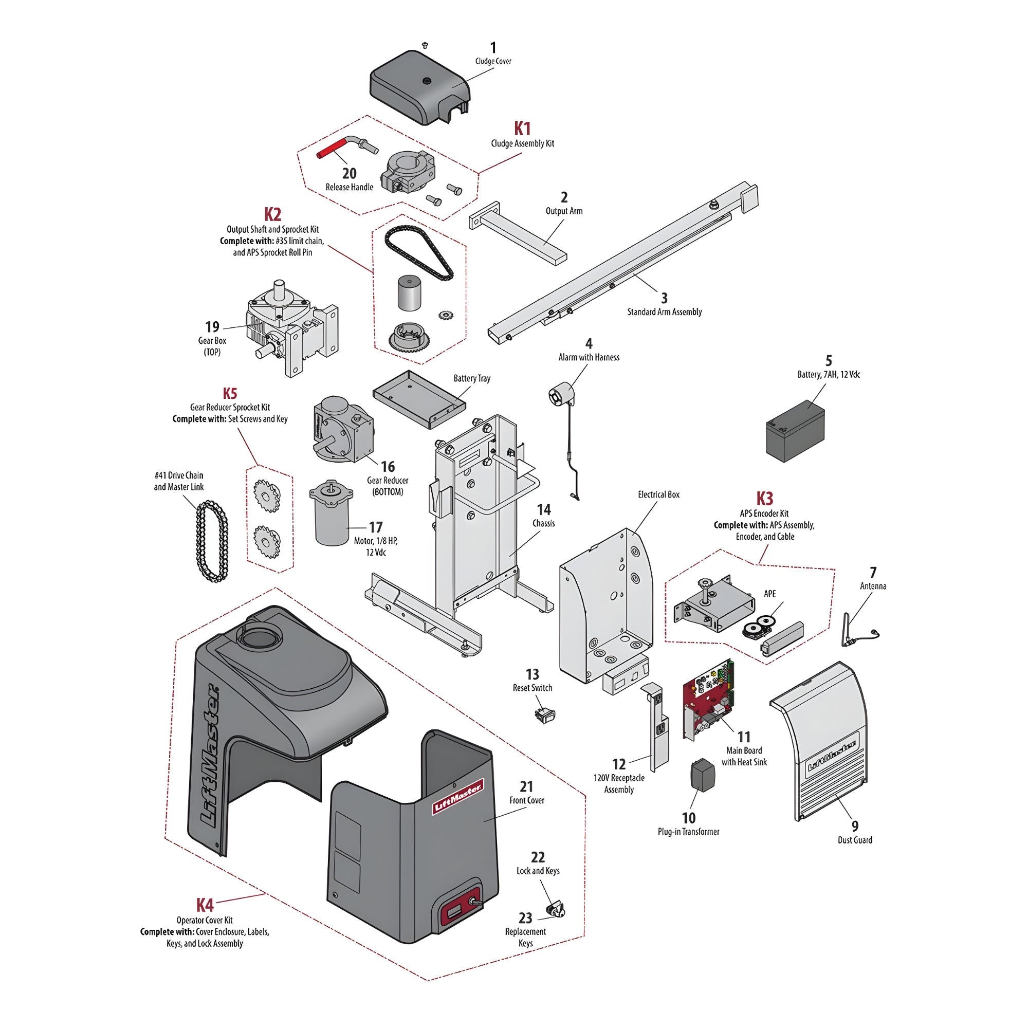 LiftMaster RSW12UL Repair Parts Diagram | Elitegates.net