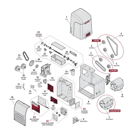 LiftMaster SL3000UL Repair Parts Diagram | Elitegates.net