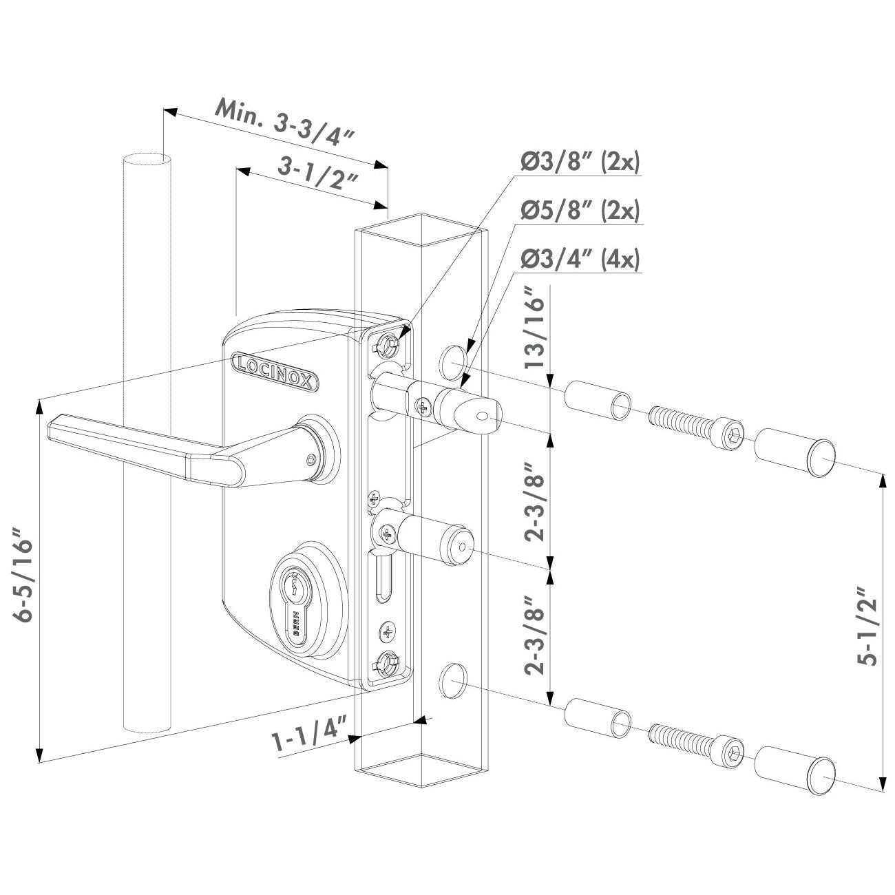 Locinox LAKQU2 Surface Mounted Gate Lock | Elitegates.net – Elite