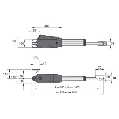 Maximum Controls - MAX SUPER ARM 1300, dimensions