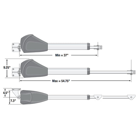 MAX Super Arm 2300 Replacement Linear Actuator, Dimensions