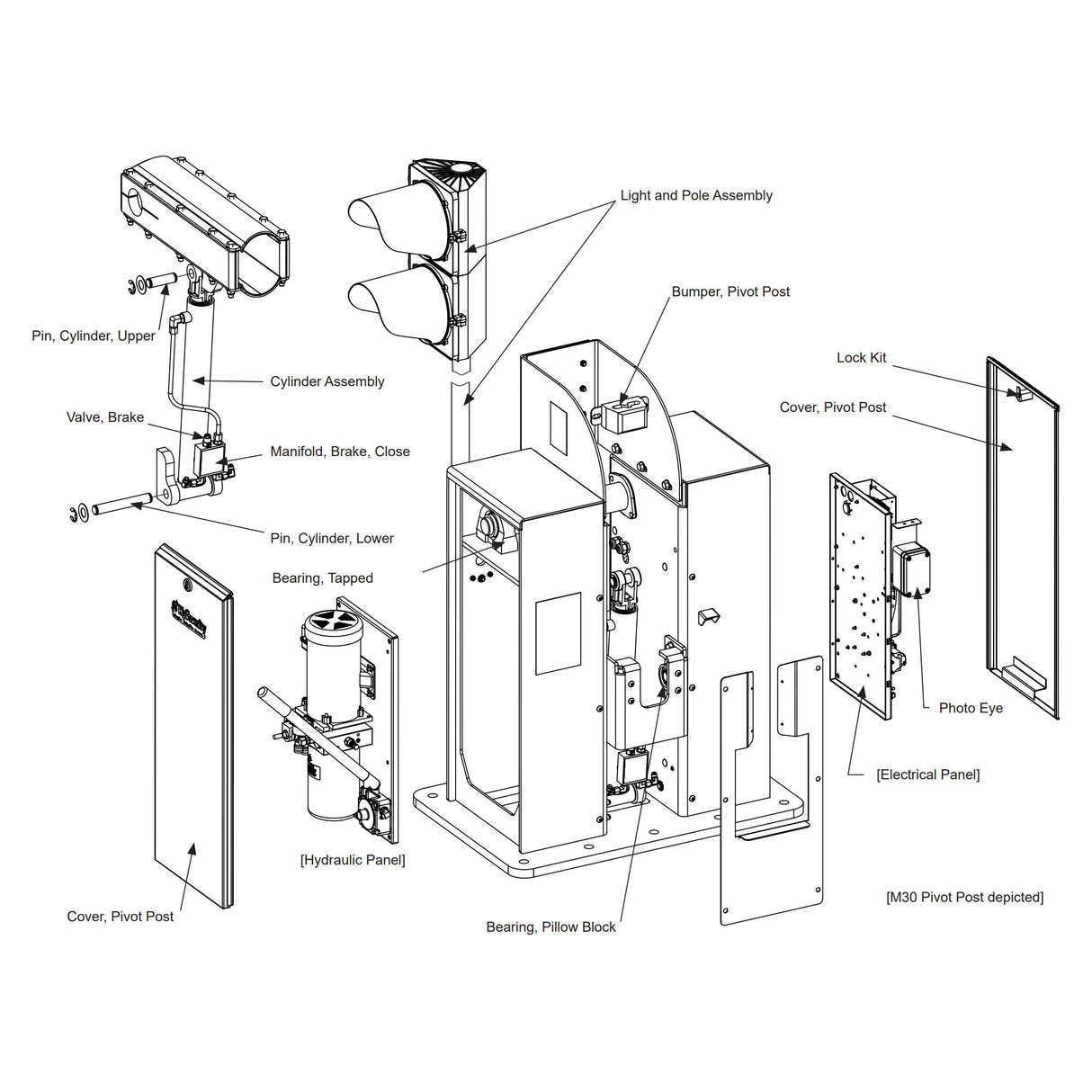 HySecurity MX4171 Light/Pole Assembly, Traffic, Galvanized Pole