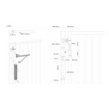 Locinox  VERTICLOSE-2, 180 degrees installation dimensions