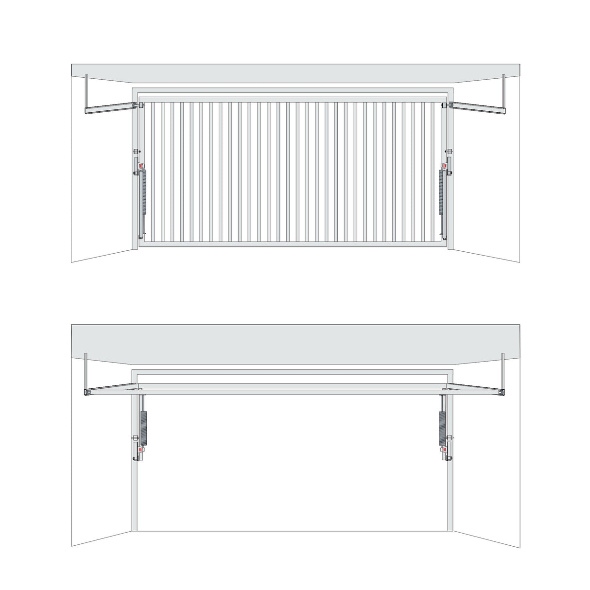 Illustration of a commercial overhead gate with springs