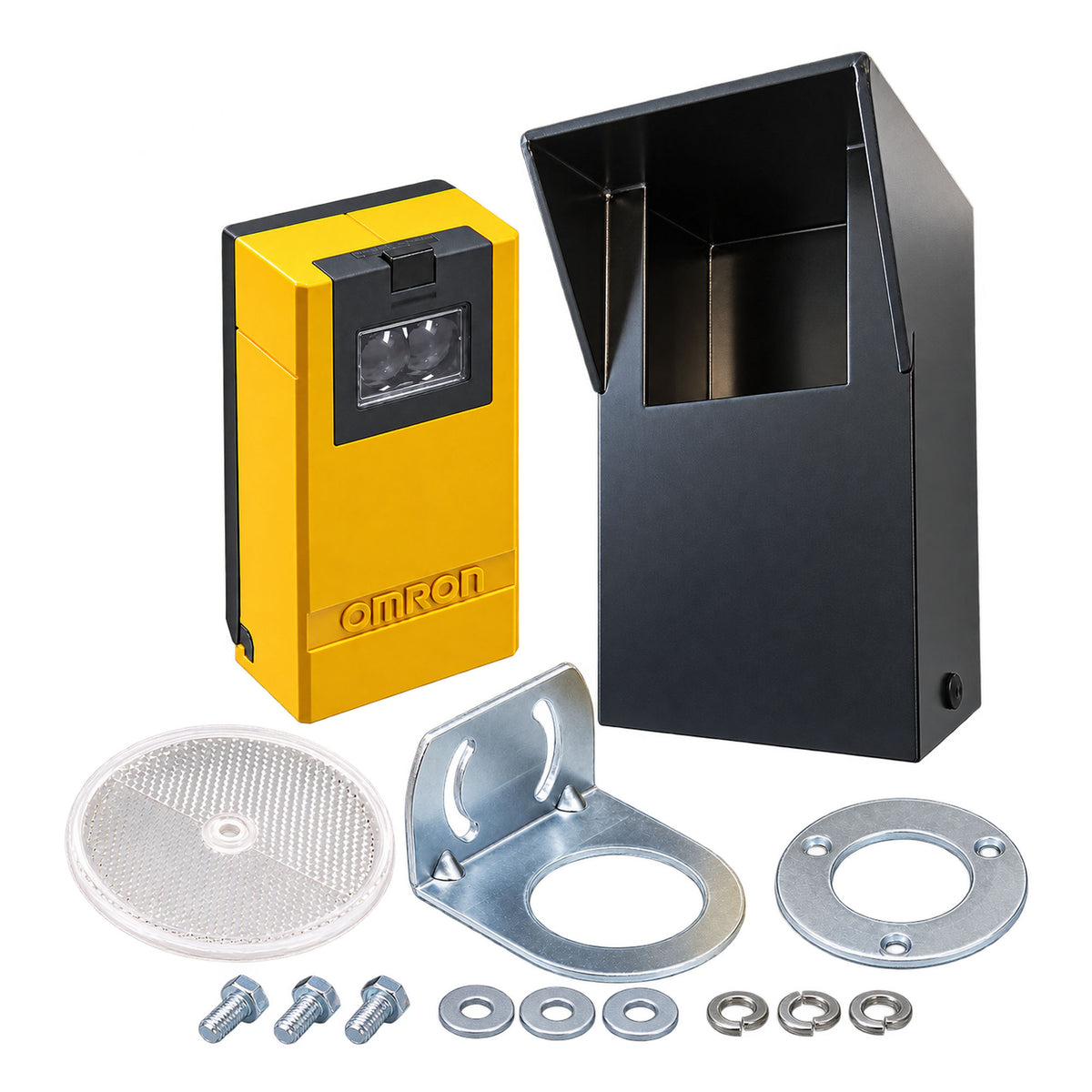 Omron E3K Photoeye Kit for Automatic Gates, showing full kit with housing | Elitegates.net
