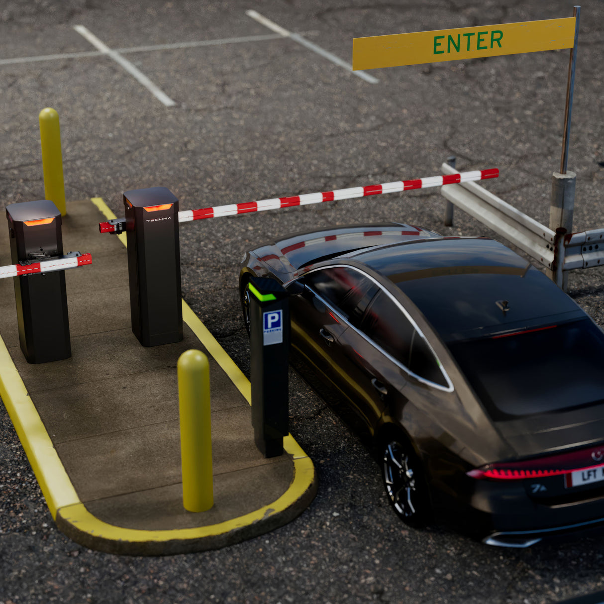 LiftMaster TECHNA CBG24DC Barrier Operator, muti-lane install