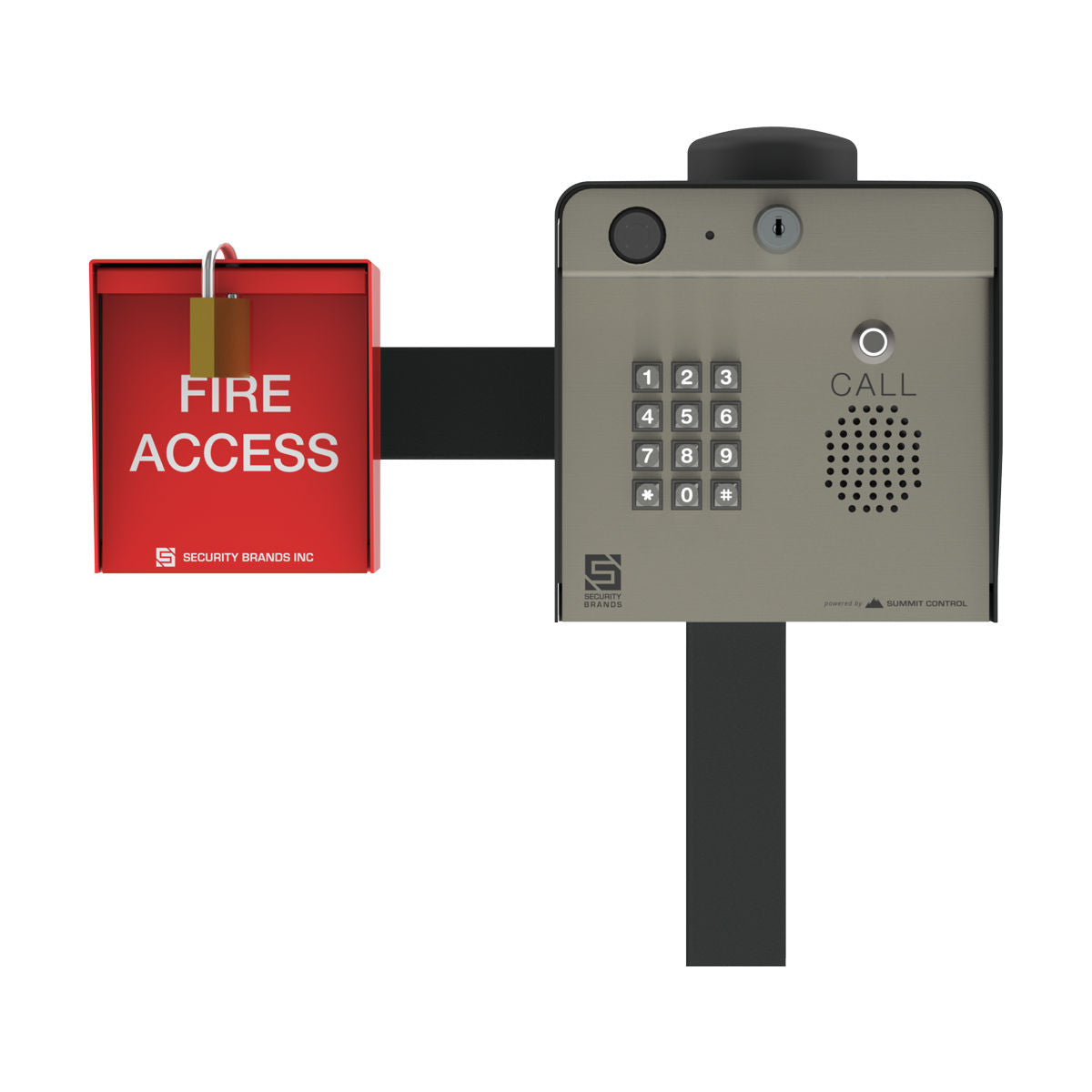 Security Brands 18-A01 shown with an intercom and fire access box