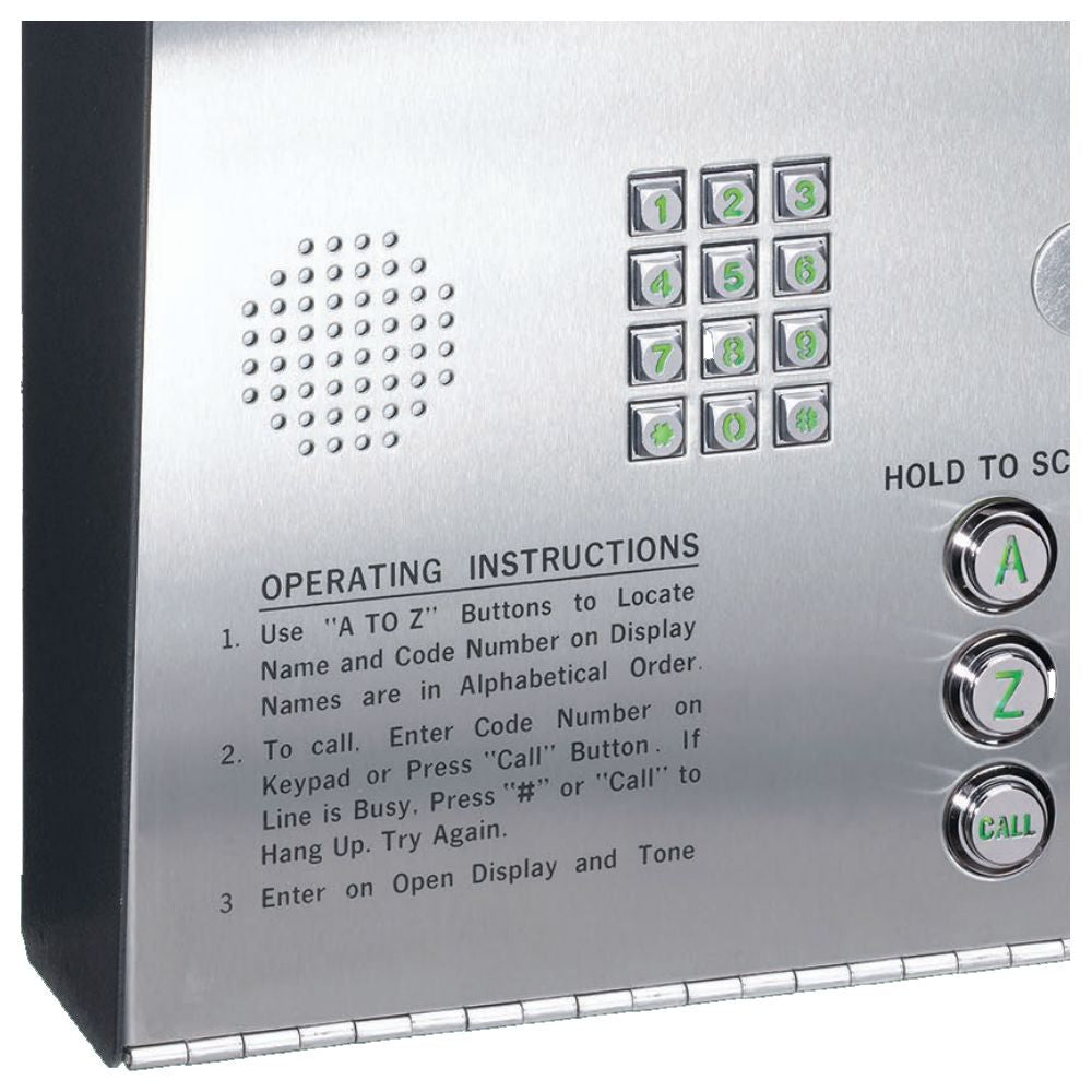 Doorking 2599-185 Instruction Label shown on a telephone entry system