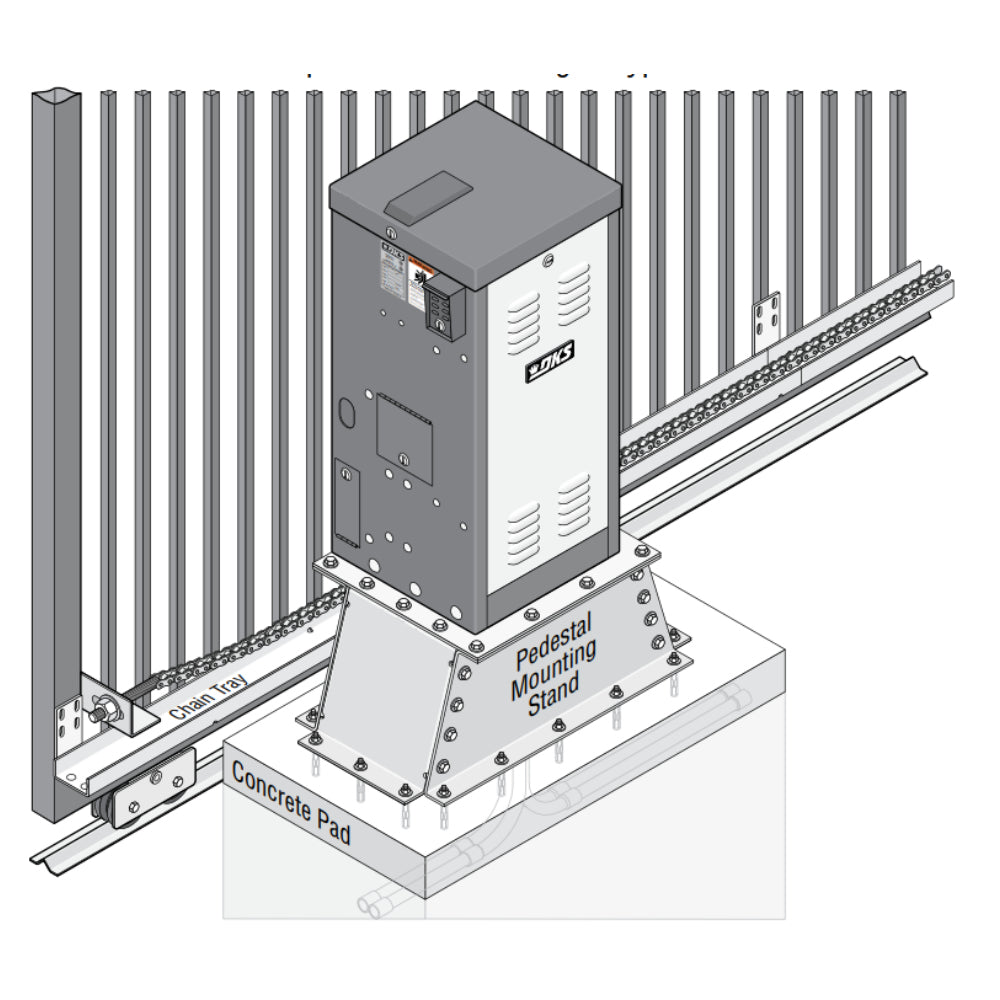 Doorking 9200-135 Pedestal Mount (shown with gate opener)