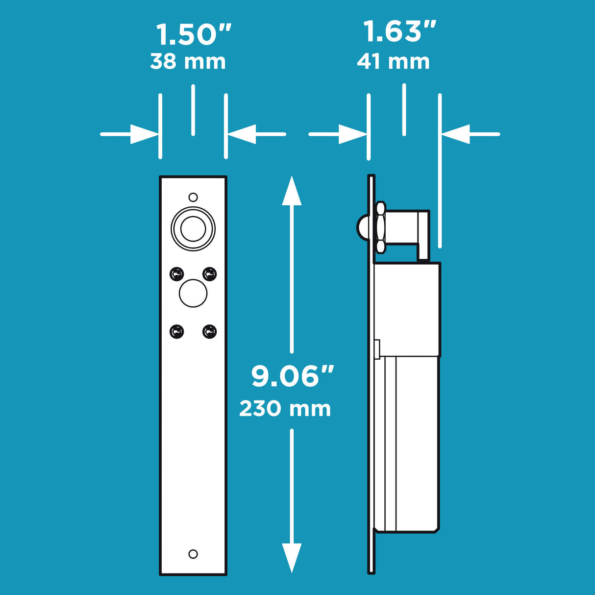 Cerrojo eléctrico Doorking DKEB-M-1L con sensor de bloqueo