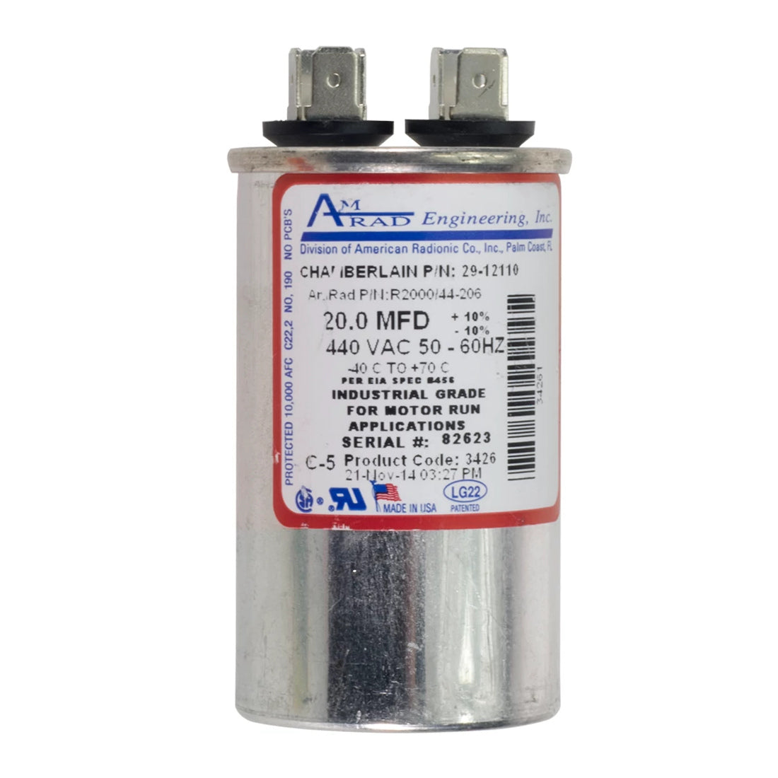 Liftmaster K29-12110 Capacitor, 20uF, 230V