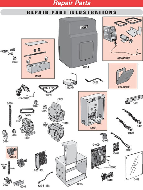 Elite SL3000 parts list